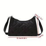 realaiot  Quilted Heart Pattern Underarm Bag, PU Leather Textured Bag Purse, Fashion Versatile Baguette Bag