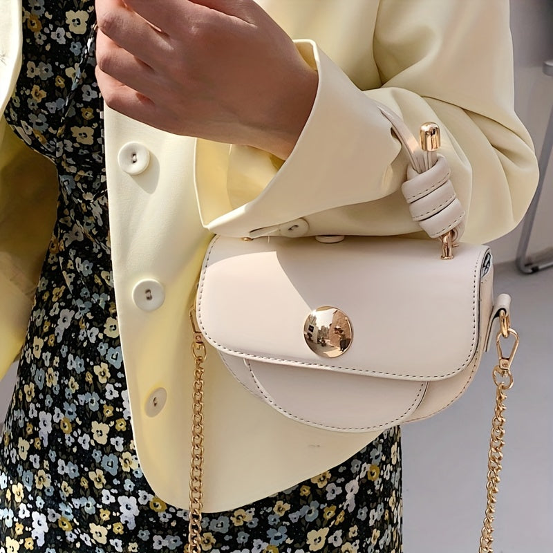 realaiot  Mini Fashion Crossbody Saddle Bag, Cute PU Shoulder Bag, Women's Trendy Handbag & Purse