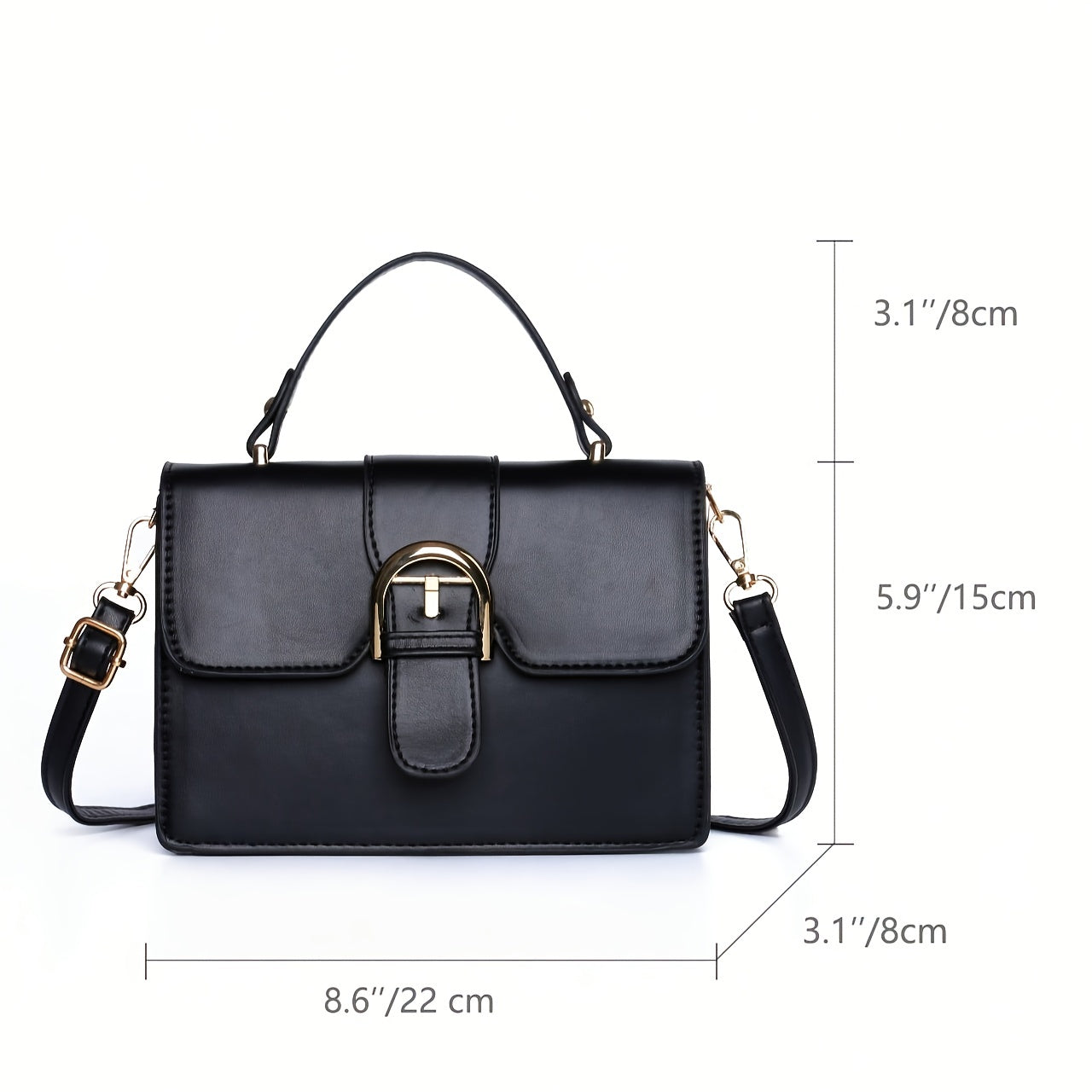 realaiot  Classic Style Handbag For Women, Fashion Solid Color Crossbody Bag, Simple Top Handle Square Purse