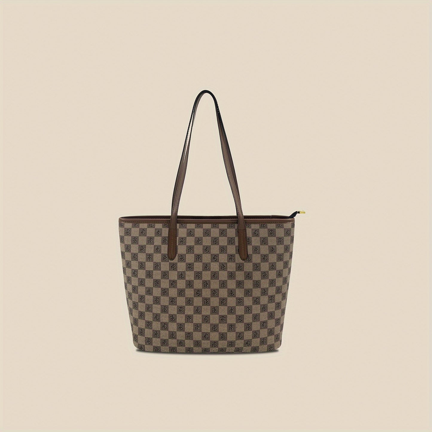 Large Capacity Checkerboard Pattern Tote Bag, Classic Shoulder Commuter Bag For Women, Textured Retro Handbag