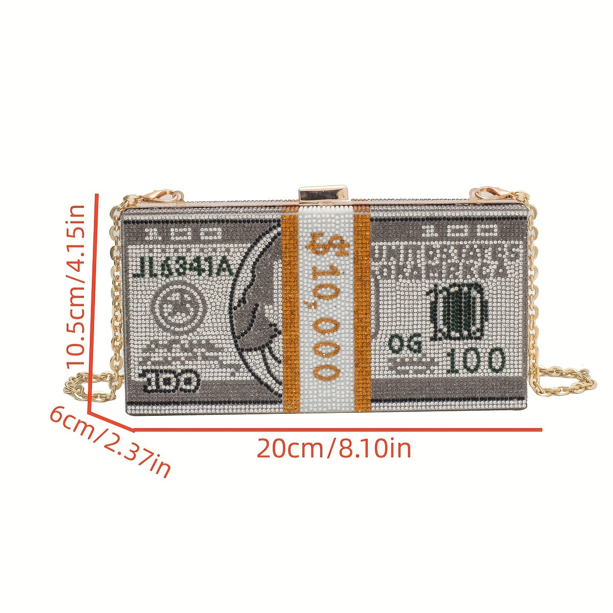 realaiot  Dollar Shaped Novelty Clutch, Glitter Rhinestone Evening Bag, Shiny Handbag, Shoulder Bag & Crossbody Purse For Wedding Party Prom Cocktail Banquet For Carnaval Music Festival