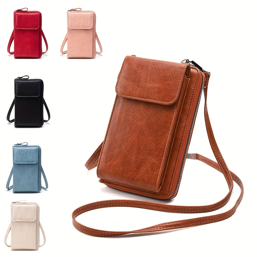 All-Match Zipper Shoulder Bag, Trendy Solid Color Phone Bag, Versatile Purse With Detachable Strap