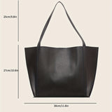 Minimalist Vintage Tote Bag, Large Capacity Solid Color Shoulder Bag With Insert Pouch