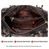 Leopard Print Handbag, Large Capacity Crossbody Bag, Women's Top Handle Satchel Purse