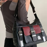 realaiot  Gothic Punk Style Crossbody Bag, Dark Y2K Shoulder Bag, Women's Funky Handbag & Messenger Purse