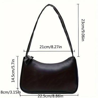 realaiot  Fashion Vegan Shoulder Bag, Trendy Simple Underarm Bag, Women's Casual Handbag & Purse