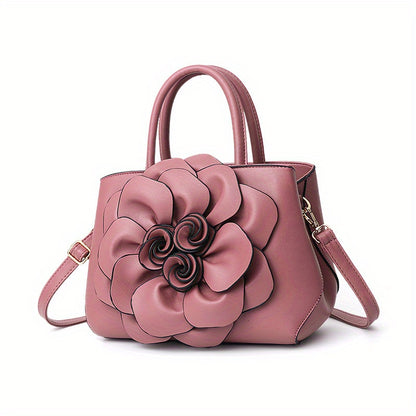 Elegant Flower Decor Tote Bag, Fashion Top Handle Satchel, Women's Casual Handbag, Shoulder Bag & Purse