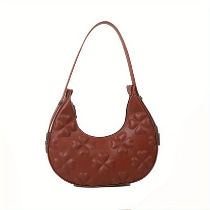 Solid Color Fashion Underarm Bag, Simple Casual PU Leather Half Moon Bag, Women's Trendy Versatile Shoulder Bag & Handbag