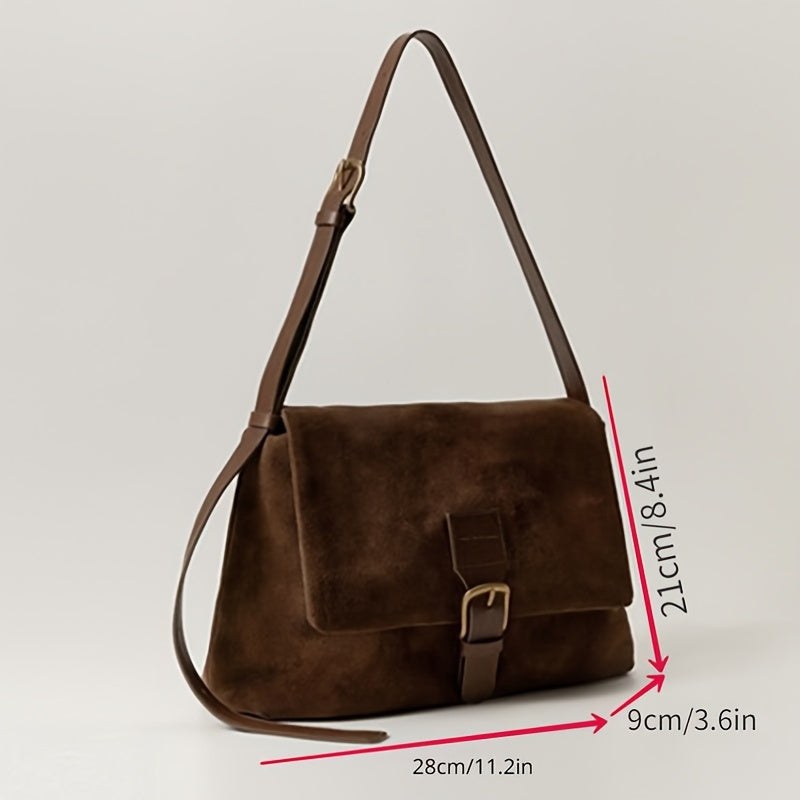 Retro Solid Color Shoulder Bag, Simple Preppy Messenger Bag, Versatile Crossbody Bag For Women