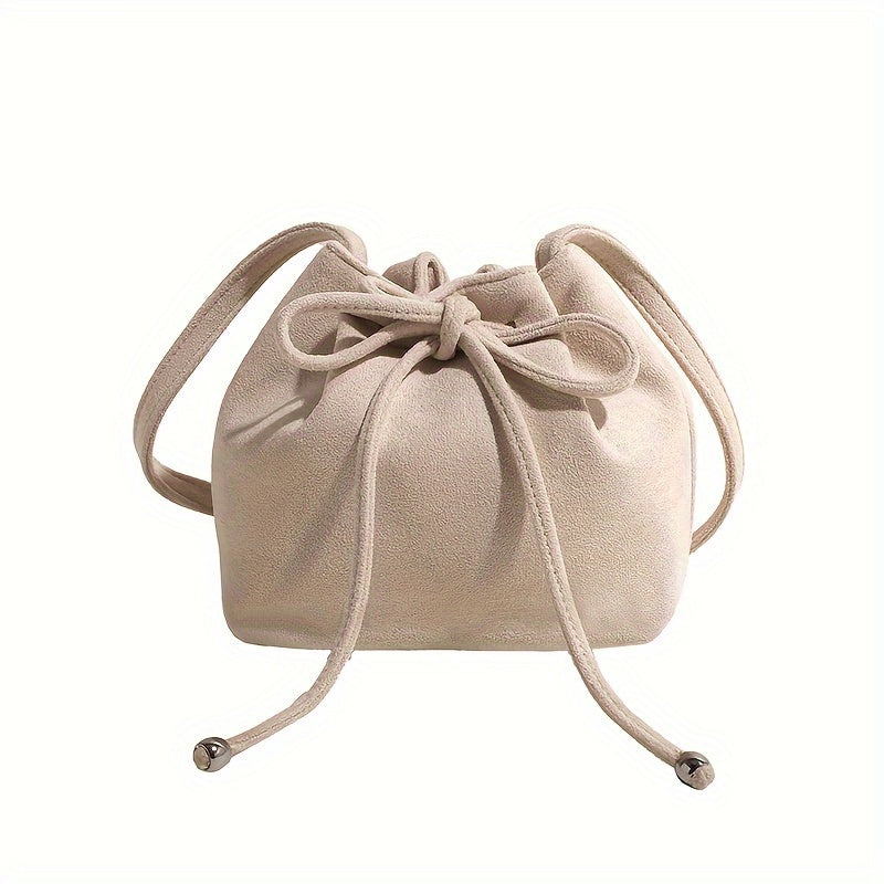 realaiot  Mini Fashion Drawstring Bucket Bag, Retro Crossbody Bag, Women's Casual Handbag, Shoulder Bag & Purse