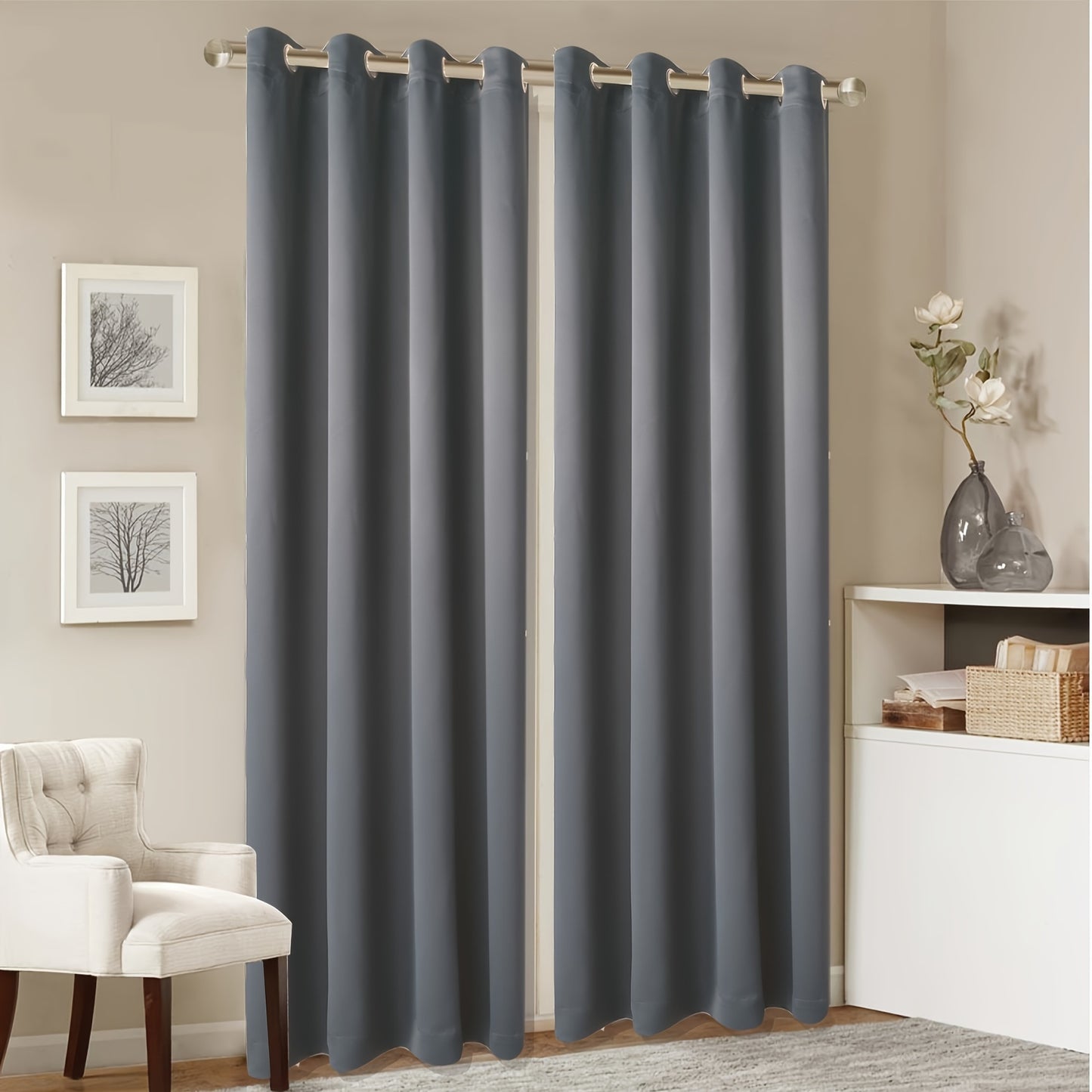 1 Panel Grommet Top Blackout Curtain Thermal Insulated Noise Reducing And Light Blocking Room Darkening Curtain For Living Room Bedroom Office Home Decor