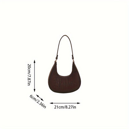 realaiot  1pc Girl's Solid Color Trendy New Stone Pattern Underarm Bag, Pu Leather Casual Sling Bag, Ideal choice for Gifts