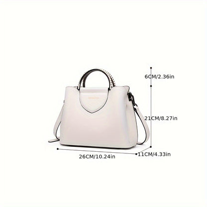 Elegant Genuine Leather Handbag, Solid Color Crossbody Bag, Fashion Shoulder Bag, Purse For Women