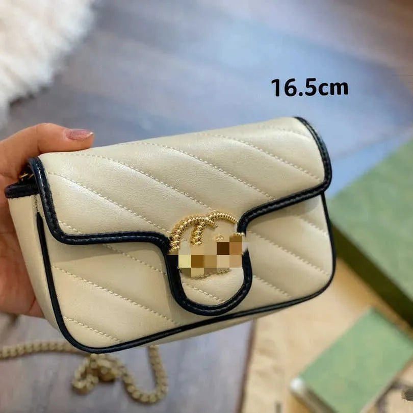 Quality Cowhide Chain Bag Women Stripes Crossbody Handbag Ladies Shoulder Messenger Bags classic Flap Card Wallet Silver Hardware