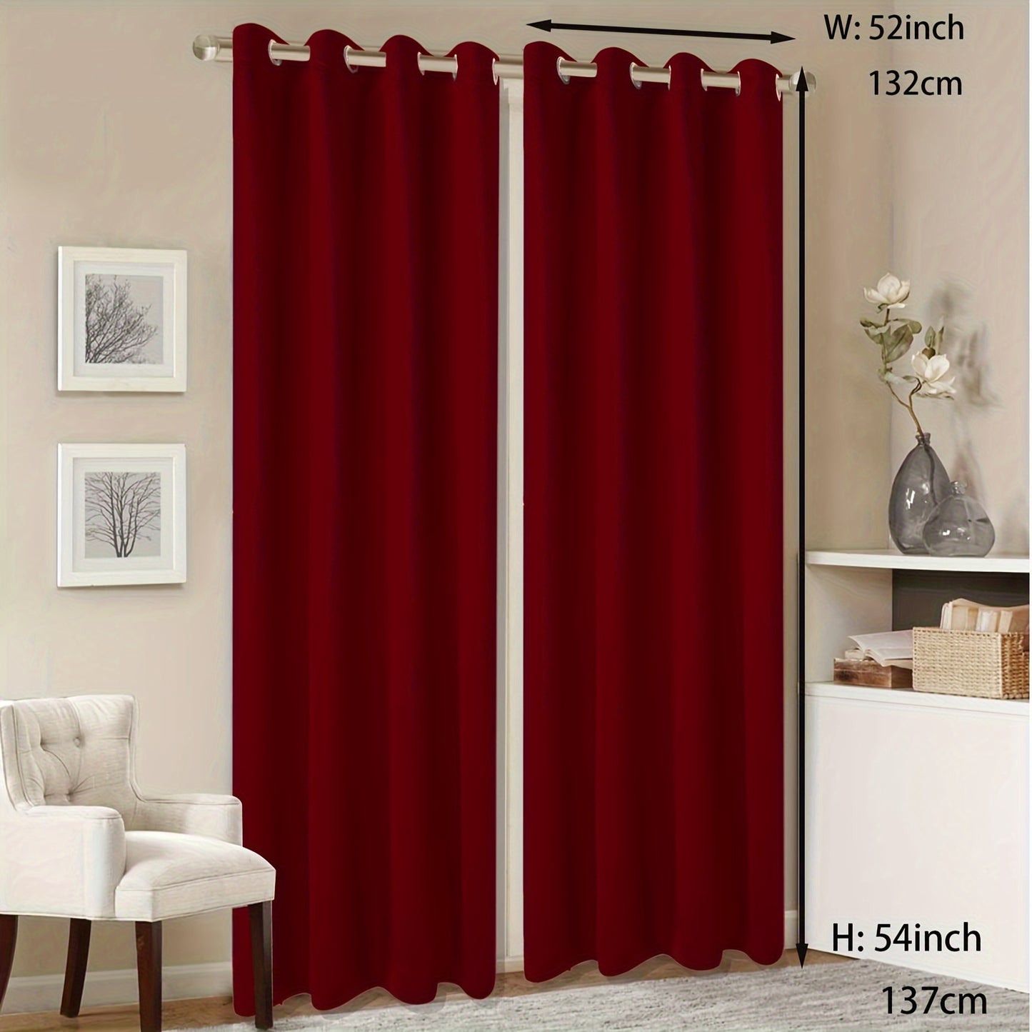 1 Panel Grommet Top Blackout Curtain Thermal Insulated Noise Reducing And Light Blocking Room Darkening Curtain For Living Room Bedroom Office Home Decor