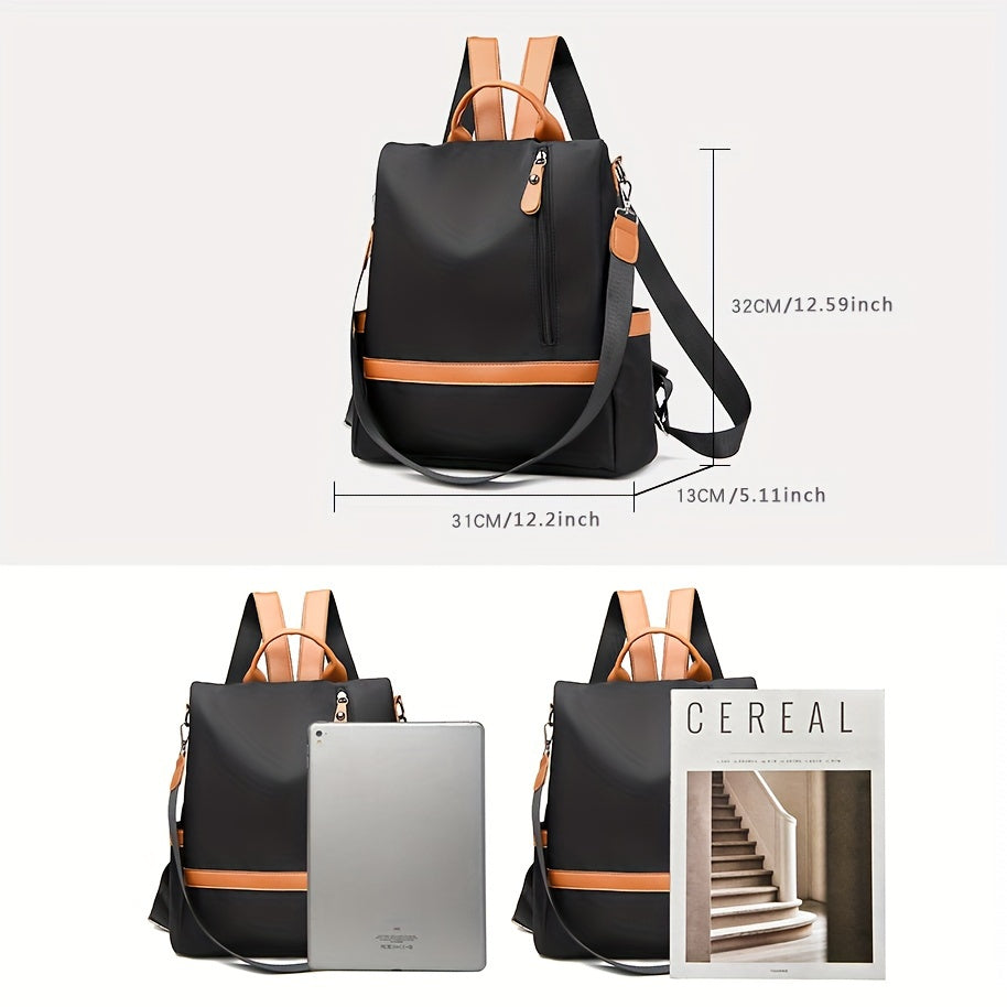 realaiot  Trendy Color Blocking Backpack, Casual Multi-pocket Knapsack, Perfect All-match Daypack For Commuting And Leisure Travel