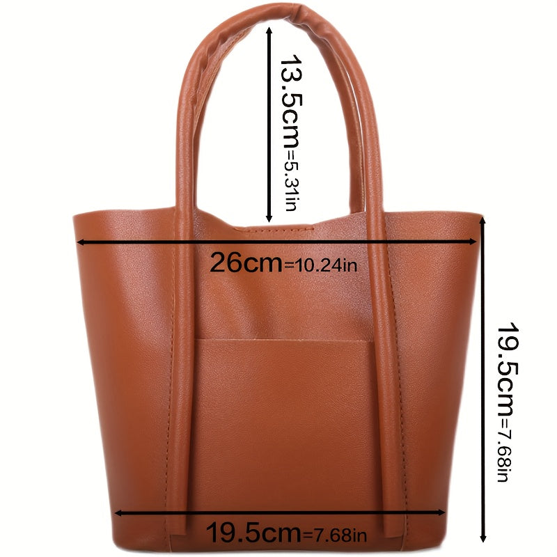 realaiot  Mini Solid Color Bucket Bag, Fashion PU Leather Handbag, Women's Tote Bag For Daily Use