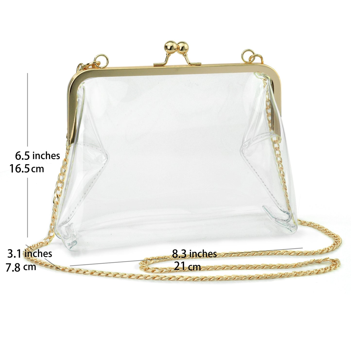 realaiot Mini Transparent Kiss-Lock Shoulder Chain Bag, All-Match Simple Crossbody Bag For Women