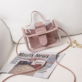 realaiot Mini Binding Clear Jelly Handbag, Waterproof Crossbody Flap Purses, Women's PVC Summer Beach Bag
