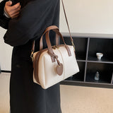 Simple Colorblock Square Shoulder Bag, Minimalist Crossbody Bag, Textured Top Handle Satchel Bag