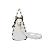 Elegant Buckle Decor Handbag, Women's Solid Color Crossbody Bag, Braided Details Flap Purse For Work