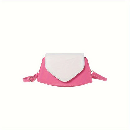 Trendy Mini Crossbody Bag, Color Contrast Shoulder Bag, Cute Flap Purse For Women