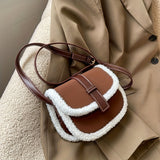 realaiot  Vintage Crossbody Saddle Bag, Retro PU Shoulder Bag, Women's Casual Handbag & Purse For Winter Fall