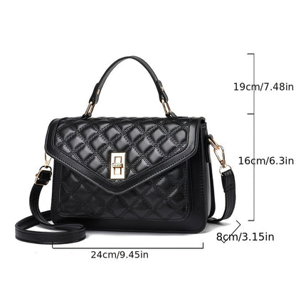 realaiot  Fashion Quilted Crossbody Bag, Trendy Flap Shoulder Bag, Women's Casual Handbag & Purse