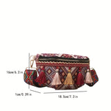 Ethnic Style Tassel Waist Bag, Geometric Pattern Chest Bag, Bohemian Crossbody Bag For Women