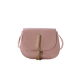Mini Tassel Decor Flap Saddle Bag, Fashion Crossbody Bag, PU Leather Shoulder Purse For Women