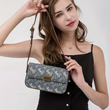 realaiot  Classic Print Shoulder Bag, Luxury Design Underarm Purse, Trendy Square Handbag For Women