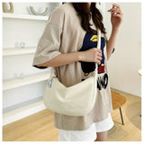 realaiot Casual Canvas Crossbody Bag, Simple Canvas Shoulder Bag, Women's Waffle Textured Travel Bag