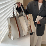 Vintage Large Capacity Tote Bag, Retro PU Shoulder Bag, Women's Fashion Boho Handbag & Satchel Purse