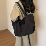 Large Capacity Nylon Tote Bag, Solid Color Simple Shoulder Bag, Women's Fashion Handbag For Commute, Shopping