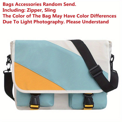 realaiot  Kawaii Pins Decor Messenger Bag, Release Buckle Decor Flap Crossbody Bag, Large Capacity School Bag