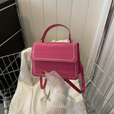 Fashion Mini Crossbody Bag, Women's Stone Pattern Handbag, Solid Color Shoulder Square Purse