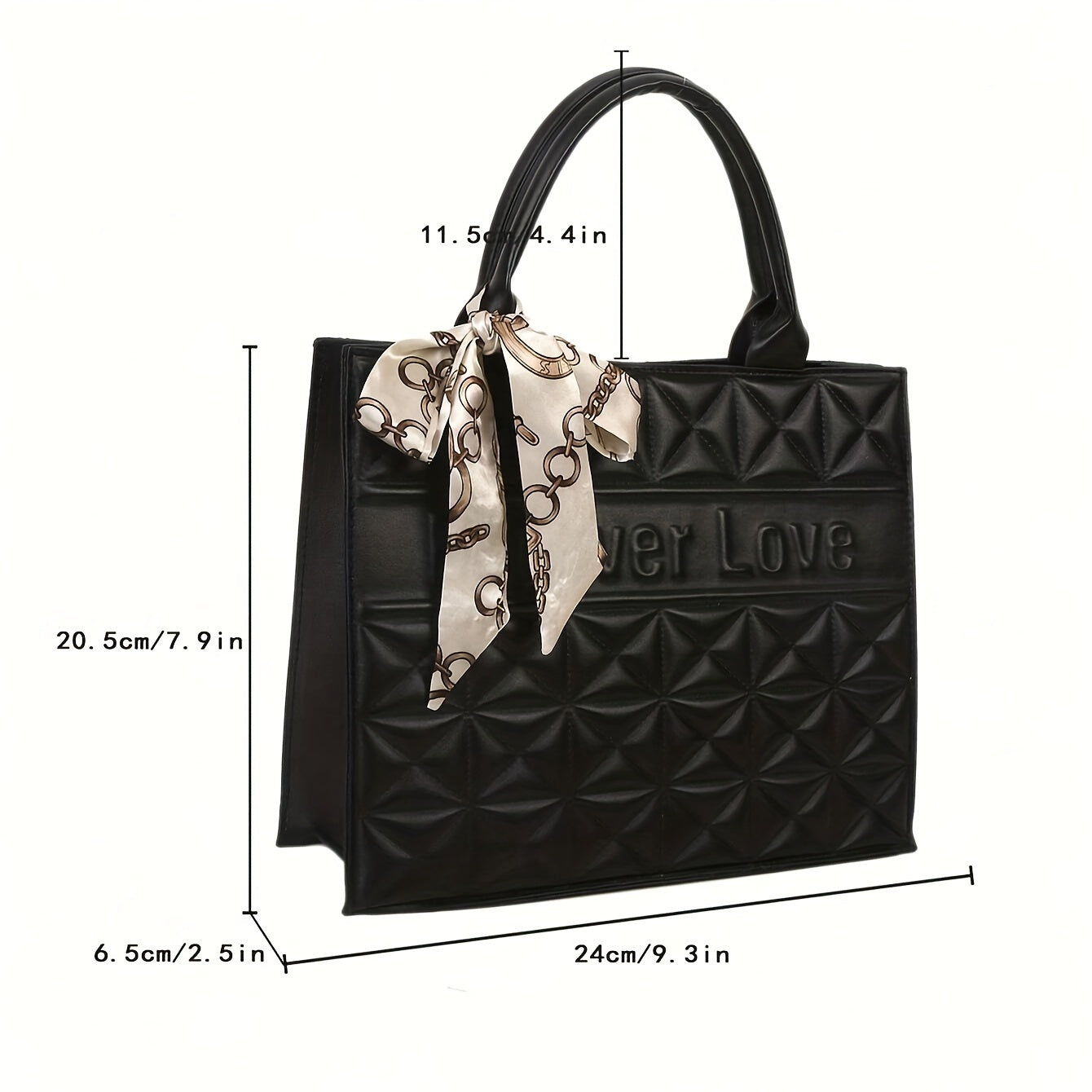 2pcs/set Fashion Embossed Tote Bag, Trendy Scarf Decor Bag, Women's Casual Handbag & Purse