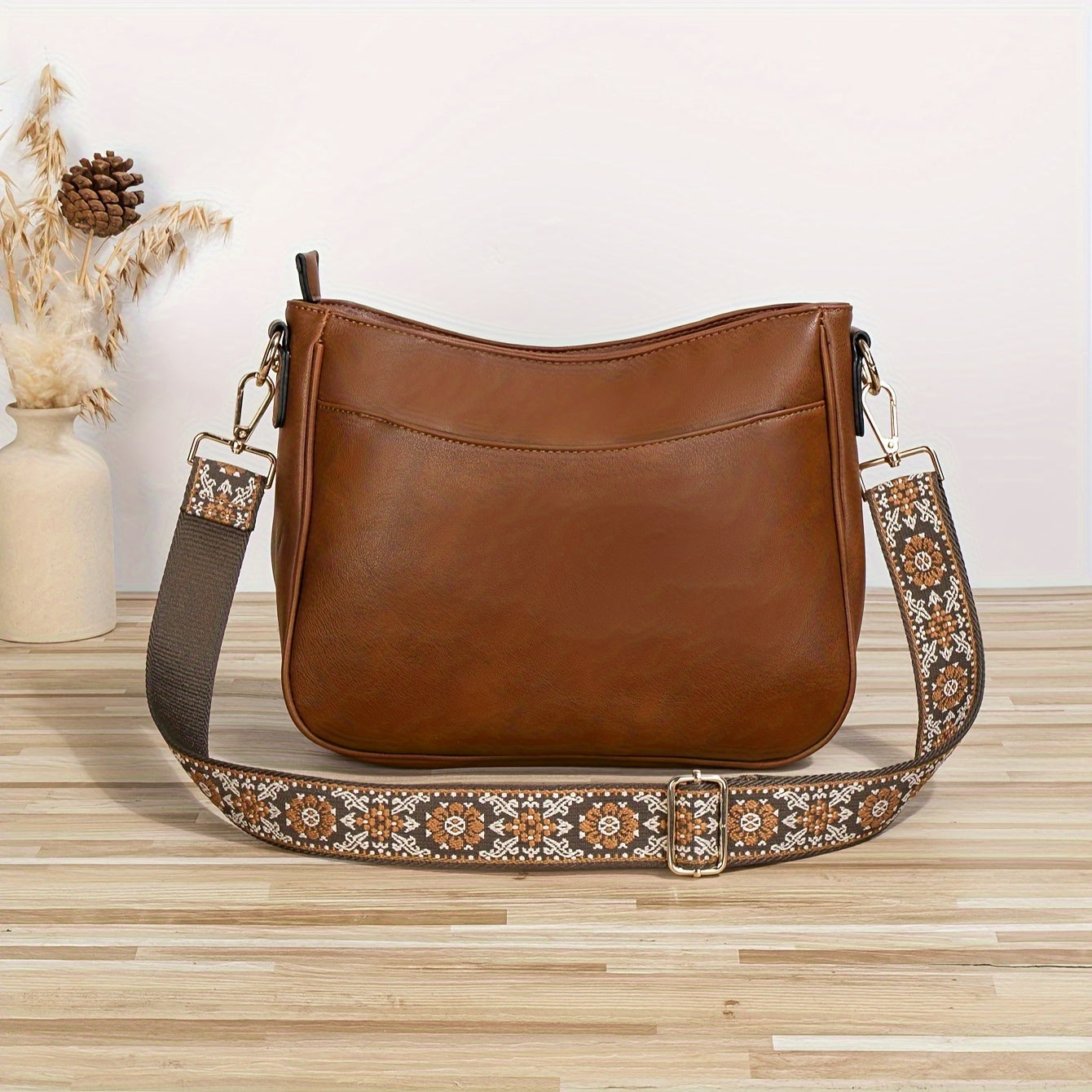 realaiot  Vintage Vegan Crossbody Bag, Retro Ethnic Style Shoulder Bag, Women's Fashion Handbag & Purse