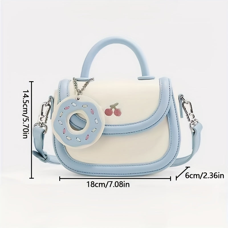 realaiot  Mini Cute Crossbody Saddle Bag, Kawaii Top Handle Shoulder Bag, Women's Candy Color Handbag & Purse