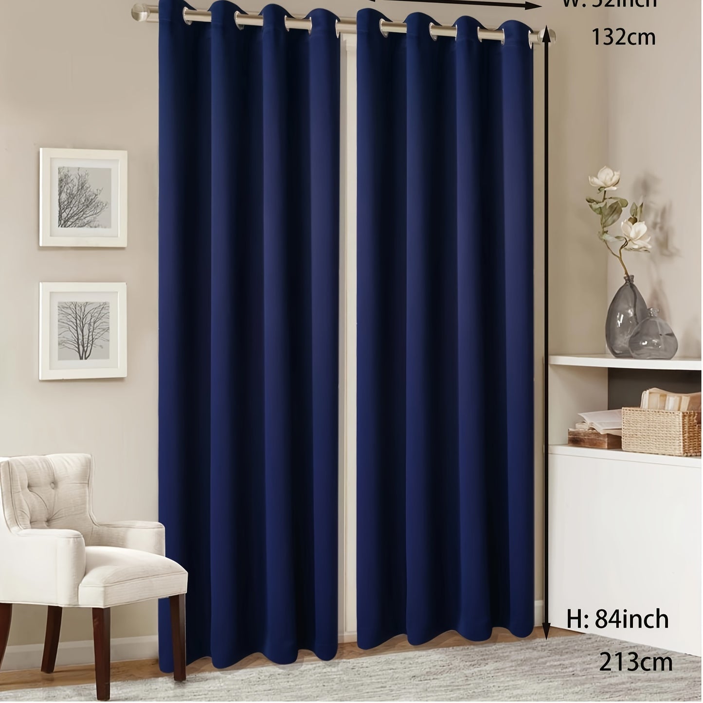 1 Panel Grommet Top Blackout Curtain Thermal Insulated Noise Reducing And Light Blocking Room Darkening Curtain For Living Room Bedroom Office Home Decor