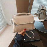 realaiot  Fashion Solid Color Handbag, Mini PU Leather Crossbody Bag, Elegant Flap Purse For Women