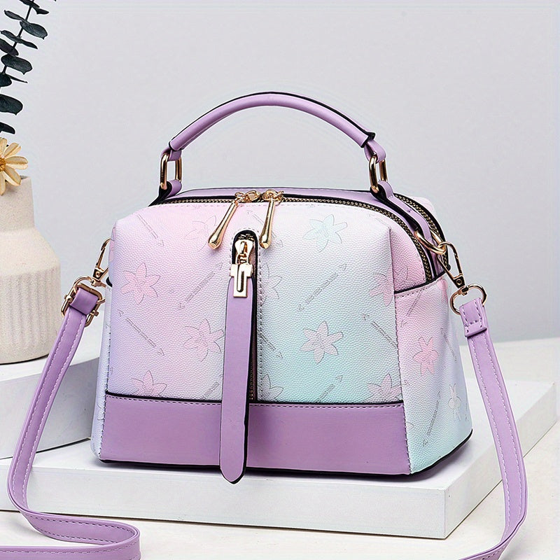 Gradient Color Handbag For Women, Fashion Rainbow Crossbody Bag, Top Handle Purse For Every Day