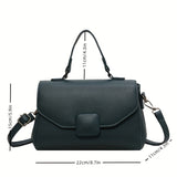 realaiot  Minimalist Solid Color Flap Bag - Small Top Handle Purse, PU Leather Daily Use Crossbody Bag