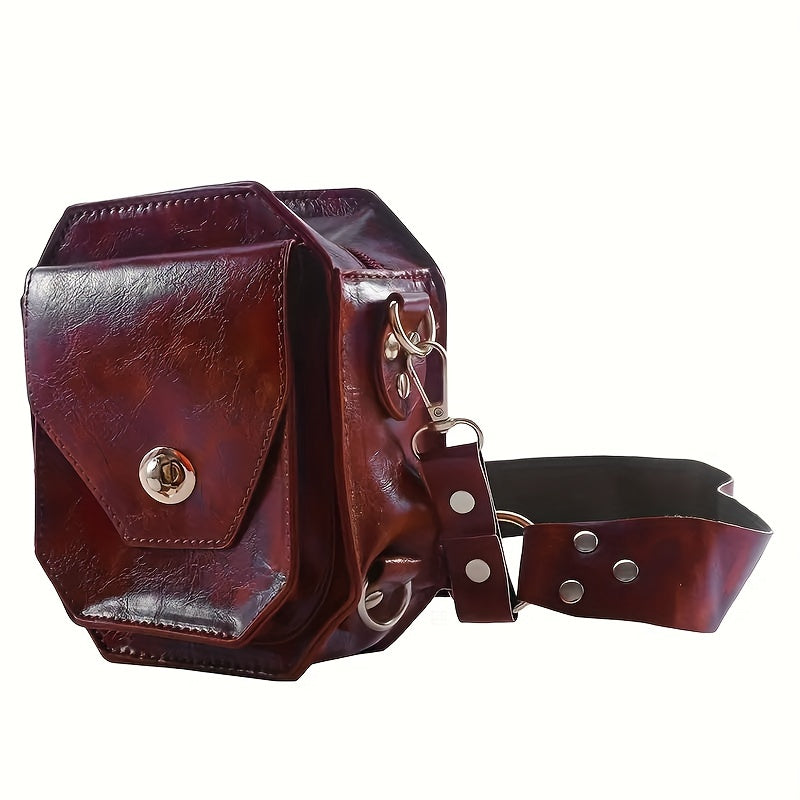 realaiot  Retro Style PU Leather Waist Bag, Outdoor Sports Drop Leg Bag, Steampunk Motorcycle Fanny Thigh Bag