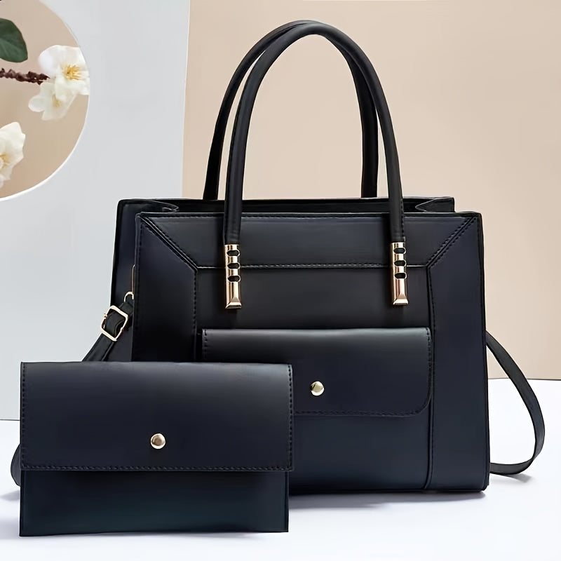 2pcs/set Fashion Top Handle Satchel, Trendy Crossbody Tote Bag, Women's Casual Handbag, Shoulder Bag & Clutch Purse