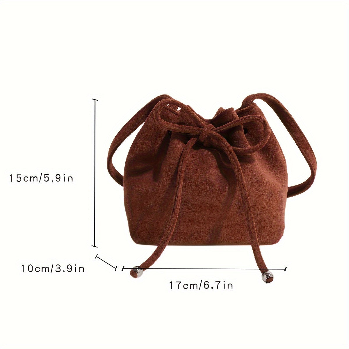 realaiot  Retro Mini Drawstring Bucket Bag, Solid Color Crossbody Bag, Fashion Shoulder Handbag For Women