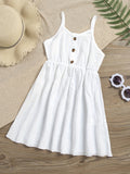 Toddler Girls Button Front Casual Cami Dress For Party Beach Vacation Kids Summer Clothes