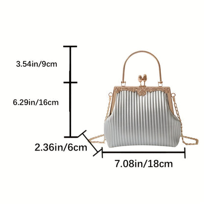 realaiot  Elegant Ruched Design Satchel Bag, Classic Evening Bag For Party, Stylish Shoulder Chain Bag