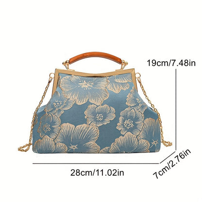 realaiot  Elegant Cheongsam Style Crossbody Bag, Shoulder Bag With Floral Print, Perfect Satchel For Every Occasion