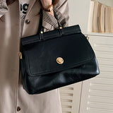 realaiot  Vintage Large Capacity Briefcase, Retro Crossbody Bag, Women's Casual Handbag, Shoulder Bag & Purse